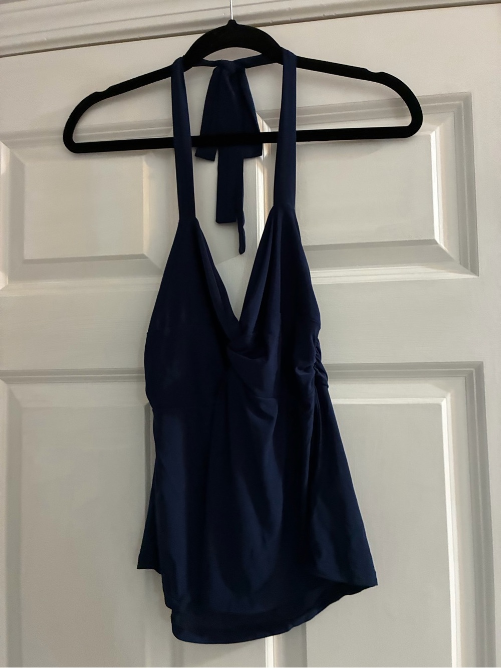 Women's Anthro Navy Halter Camisole Top paired with American Eagle Shorts
